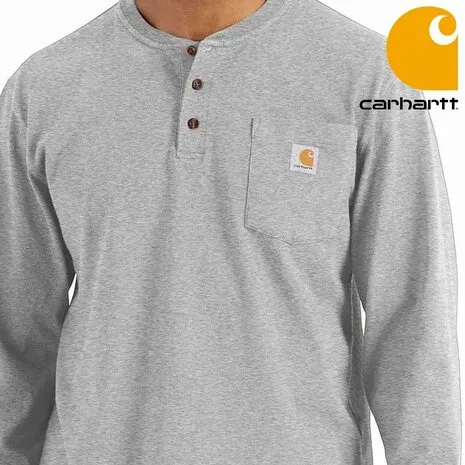 Carhartt Henley Heavyweight LS Pocket Heather Grey Shirt Heren