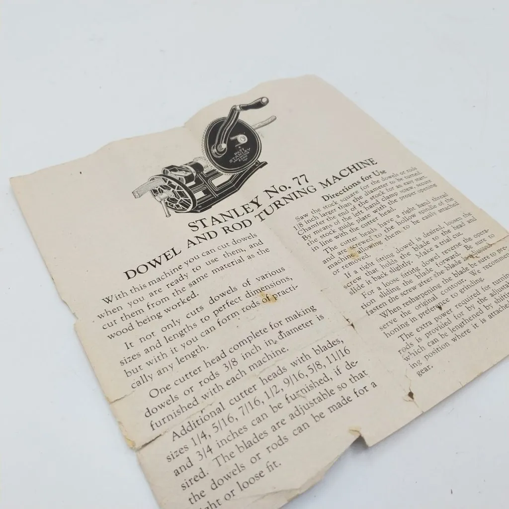 Folder van de Stanley 77 duvelmachine