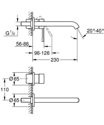 Grohe Essence wandopb.dl wastafelmengkraan L chroom