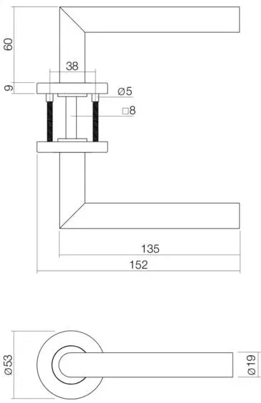 Intersteel deurbeslag set loopslot RVS + Deurkruk hoek 90° RVS