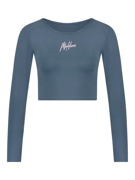 MALELIONS MALELIONS WOMEN LONGSLEEVE CROP TOP  NAVY/PINK
