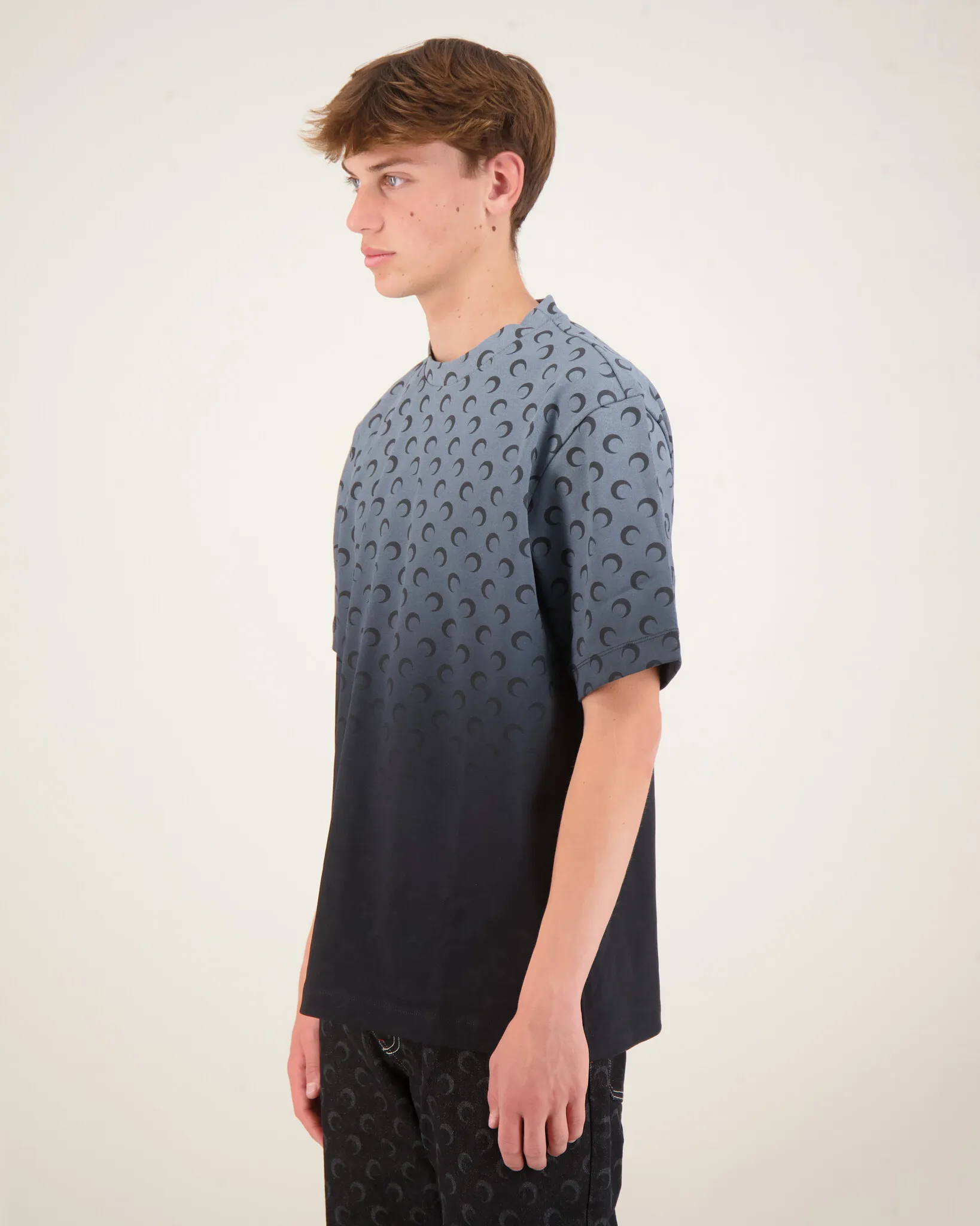 Marine Serre Moon Logo Jersey Loose Fit D. Grijs