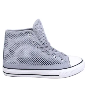 Mousse grijze opengewerkte hoge sneakers grijs