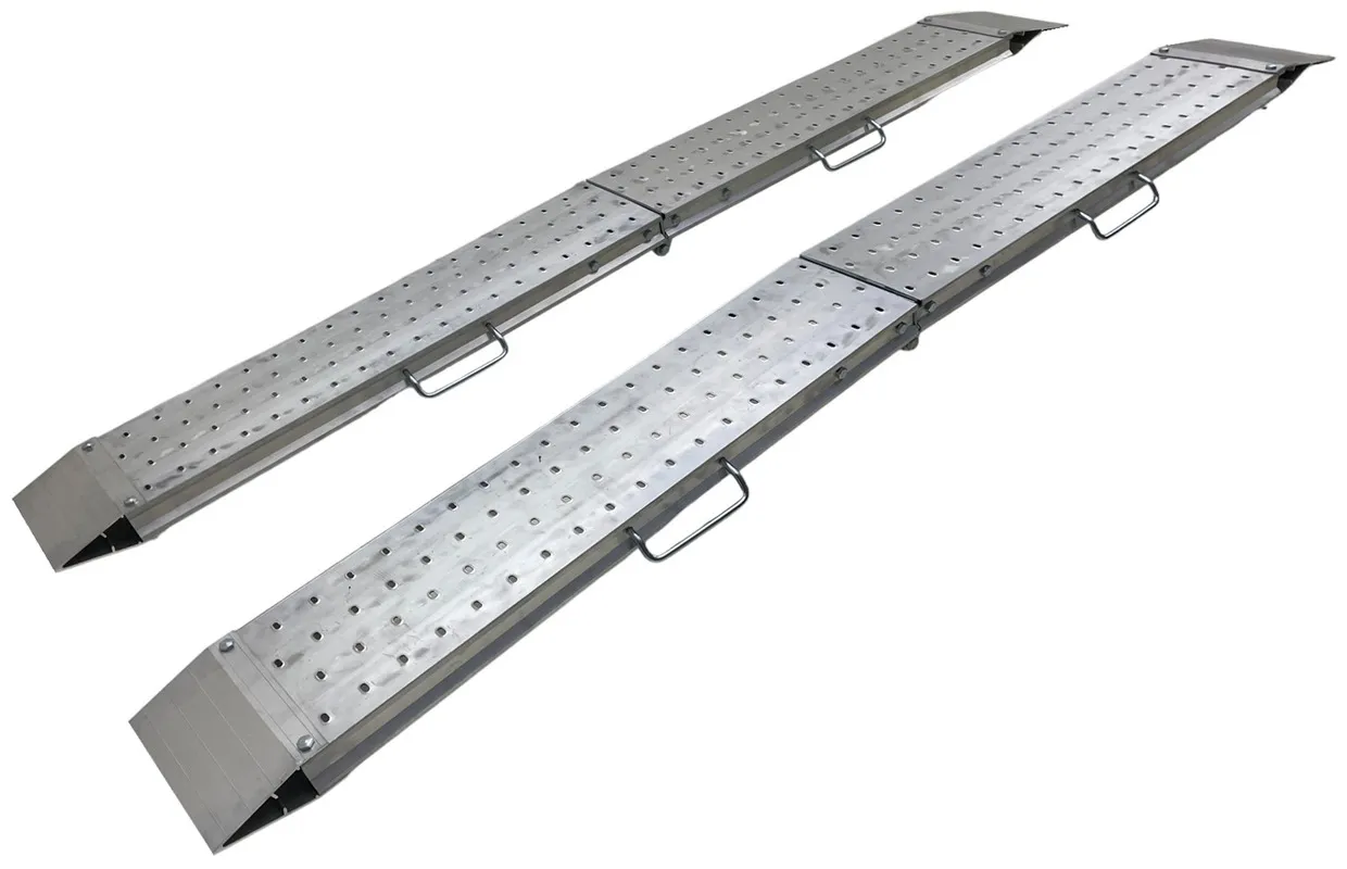 Set oprijplaten aluminium 1100kg 2440 x 240mm inklapbaar bruikbare breedte 220mm MW Tools