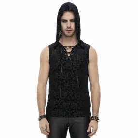 Shirt met capuchon voor heren zonder mouwen DEVIL FASHION - Stigmata Gothic Floral