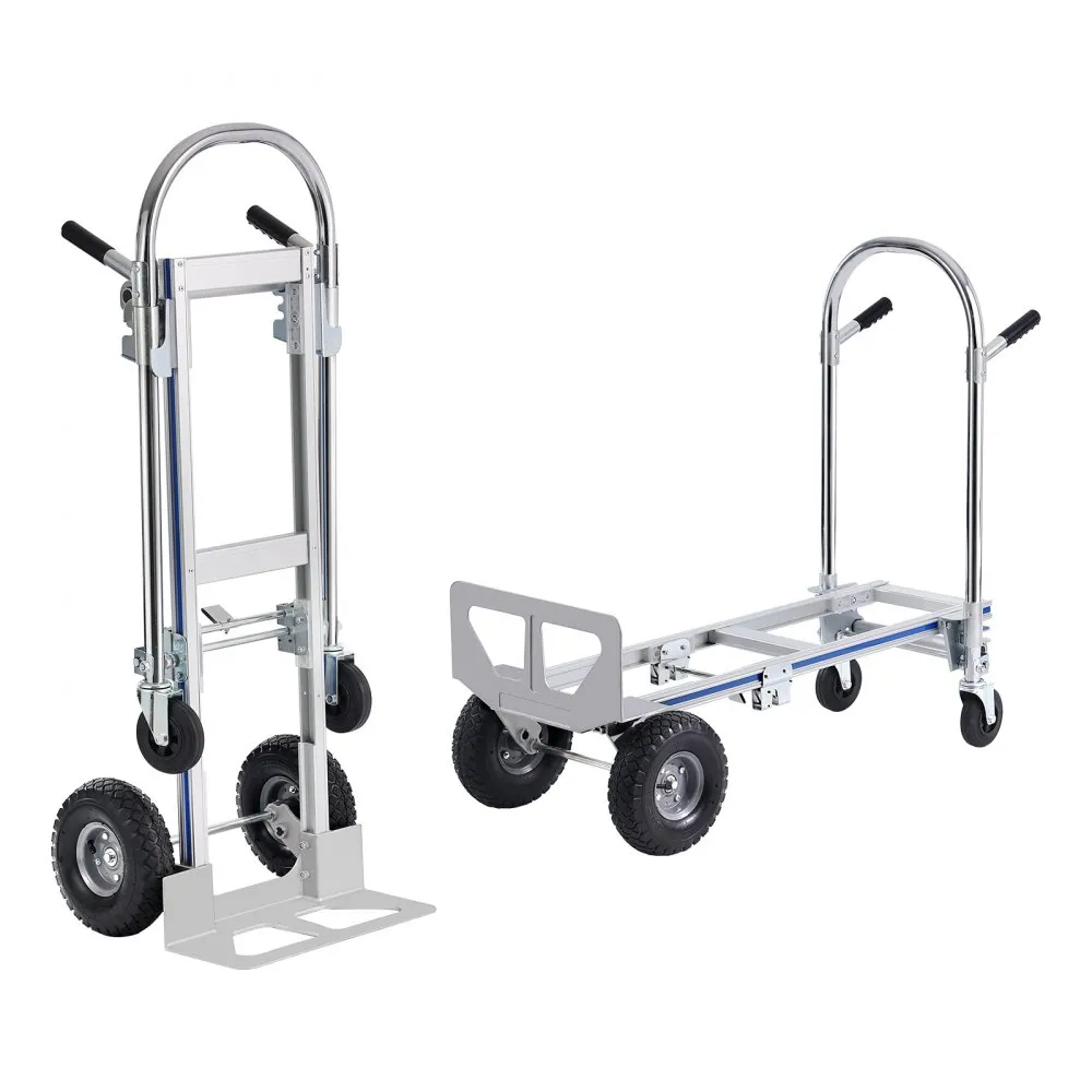 VEVOR 2IN1 STEEKWAGEN OPVOUWBAAR 249/363 KG LAADVERMOGEN TRANSPORTWAGEN ALUMINIUMLEGERING EN KOOLSTOFSTAAL STEEKWAGEN ⇋ PLATFO