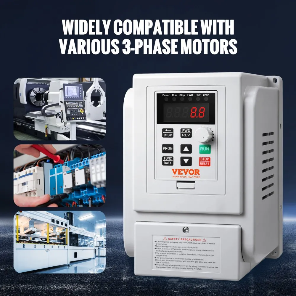 VEVOR 2,2KW 10A 3HP FREQUENTIEOMVORMER VFD AC 220240V FREQUENTIEREGELAAR SNELHEIDSREGELAAR FREQUENTIEOMVORMER OMVORMERMOTOR VFD