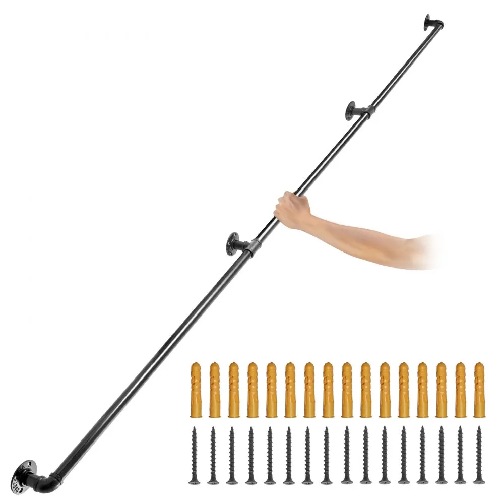 VEVOR Balustrade Trap Pijp Trapleuning 2,4 m Leuningen Trappen 200 kg Laadvermogen Outdoor Indoor Universele Trapleuning Gemaakt