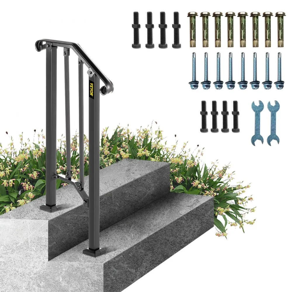 VEVOR BALUSTRADE TRAP SMEEDIJZEREN LEUNING 12 TREDEN TRAP LEUNING 17,3 CM SMEEDIJZEREN RAIL AFSTAND TUSSEN PALEN 30 CM OUTDOOR 
