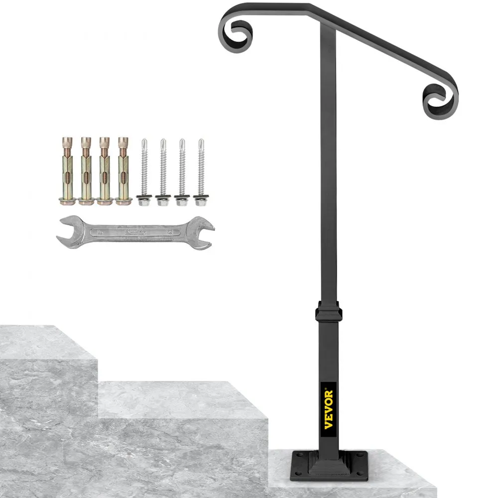 VEVOR BALUSTRADE TRAP SMEEDIJZEREN LEUNING 12 TREDEN TRAP LEUNING 36 SMEEDIJZEREN LEUNING RAIL 4X6 BASISPLAAT OUTDOOR INDOOR UN