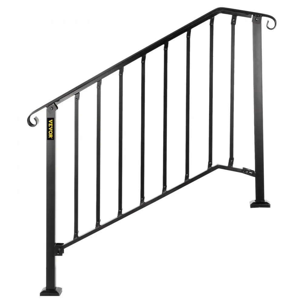 VEVOR BALUSTRADE TRAP SMEEDIJZEREN LEUNING 34 TREDEN TRAP LEUNING 66 CM LEUNING RAIL AFSTAND TUSSEN PALEN 111,3 CM OUTDOOR INDO