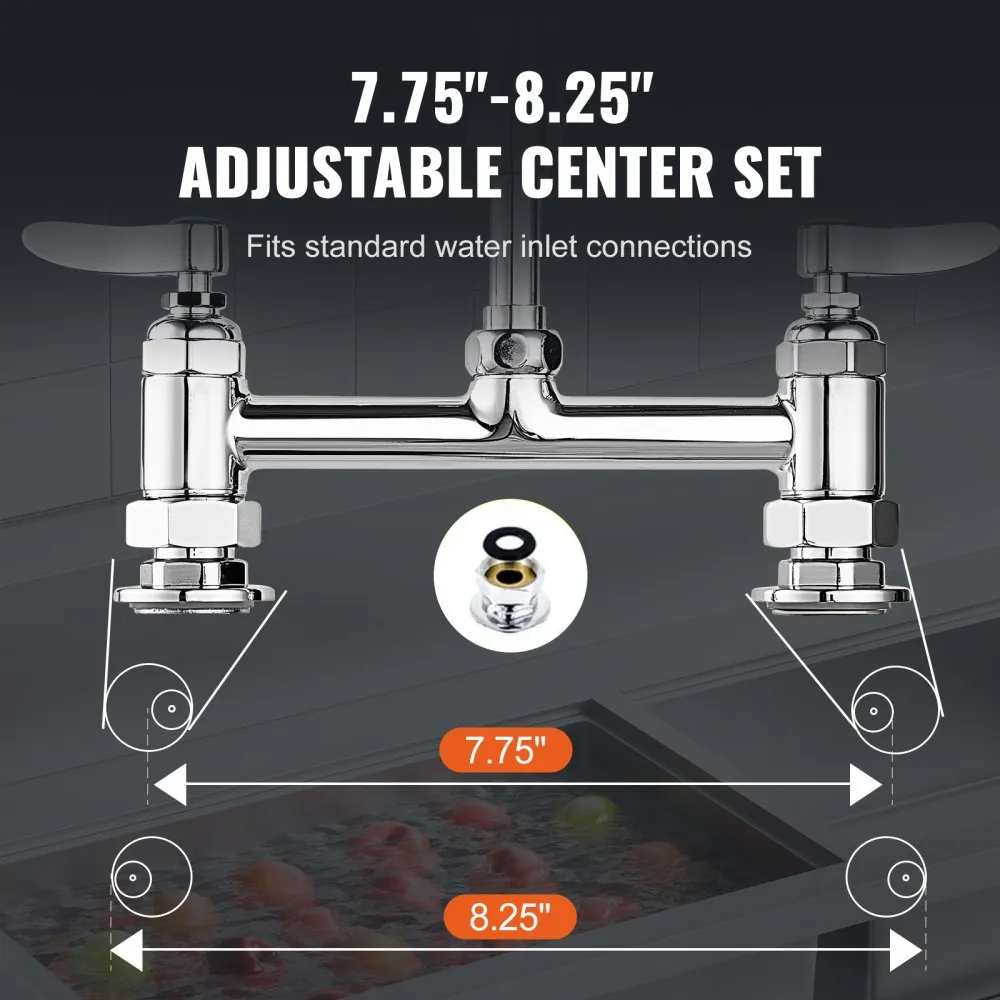 VEVOR Commerciële keukenkraan met uittrekbare voorspoeldouche, 112 cm hoogte, 203 mm midden, 305 mm draaibare uitloop, messing w