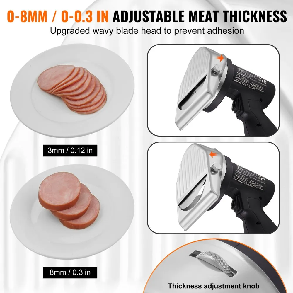 VEVOR DONNERSNIJDER 80 W KEBABSNIJDER, DRAADLOOS ELEKTRISCH MES GYROSMES, TURKS SHOARMA DONERMES 08 MM VERSTELBARE DIKTE, COMME