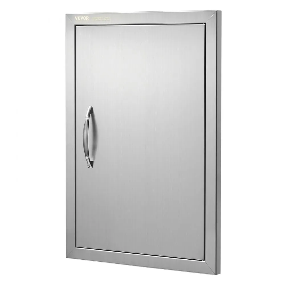 VEVOR Grilltoegangsdeur, 432 x 610 x 46 mm, enkele buitenkeukendeur, inbouw roestvrijstalen deur, verticale wanddeur met handgre
