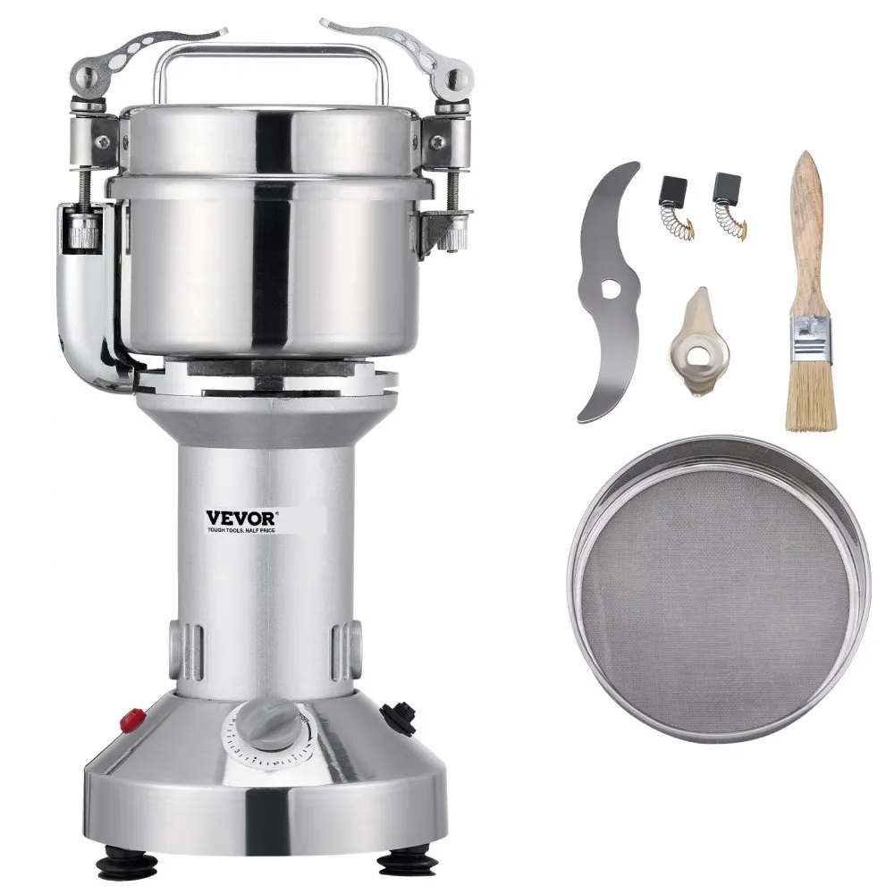 VEVOR Grinder Elektrische Graanmolen 150g Slijpmachine 1050W Multifunctionele Keukenmolen Meelpoeder Machine Timing Droge Molen 