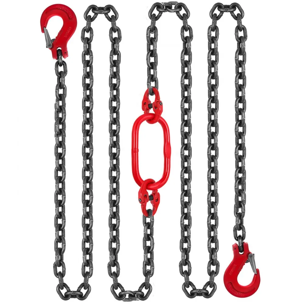 VEVOR hijsketting 10 mm x 1,5 m dubbele poot met vasthoudhaak hijsketting 4T capaciteit dubbele poot hijsketting kwaliteitsklass