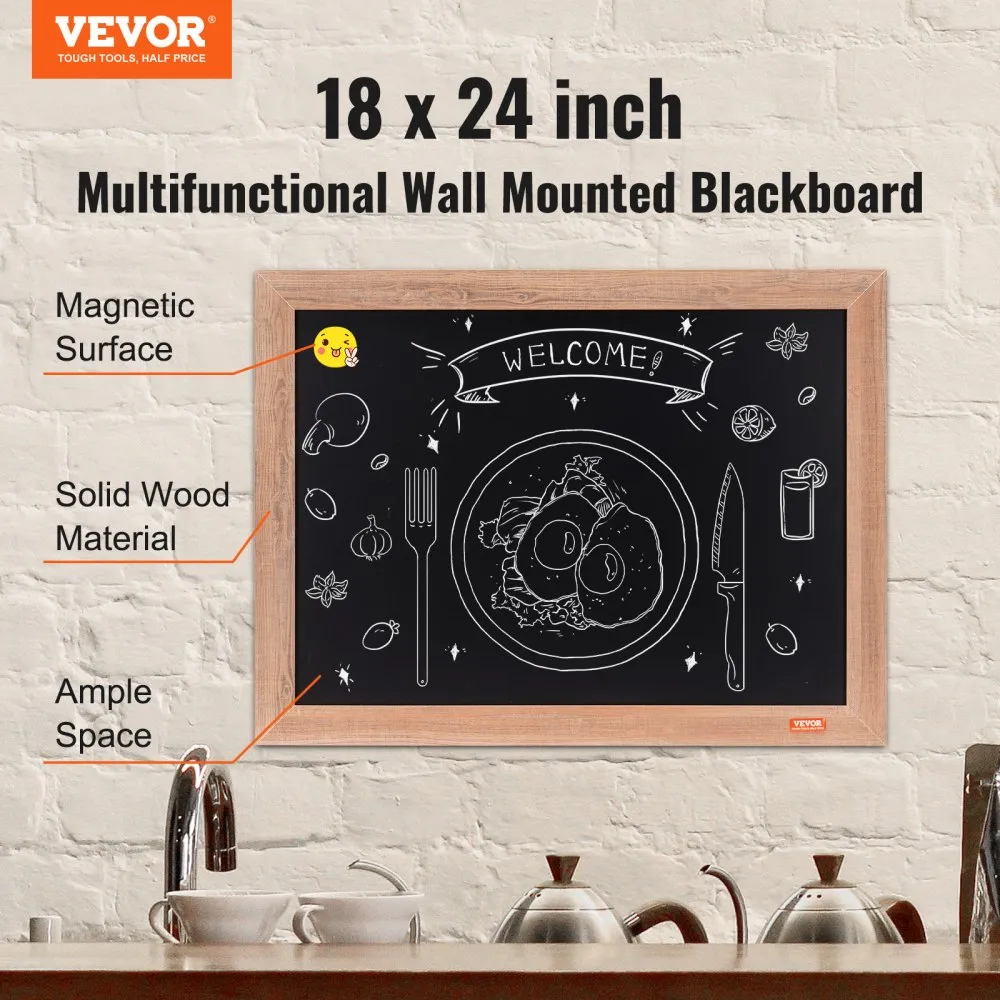VEVOR magnetisch krijtbord met houten frame 457,2 x 609,6 m magnetisch verzamelbord 381 x 534 mm verticaal van horizontaal hange
