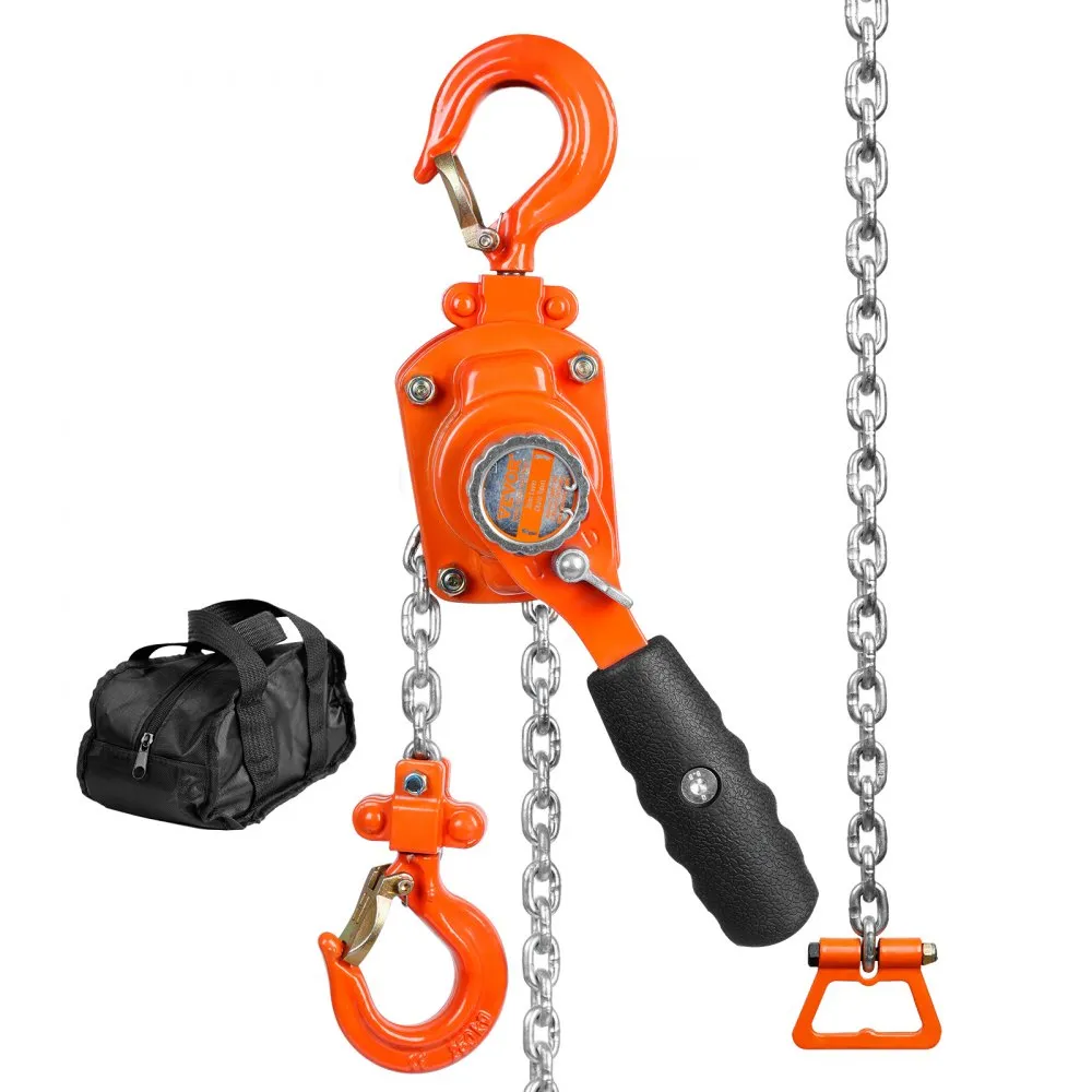 VEVOR mini hefboomtakel 0.25T draagvermogen kettingtakel 260N trekkatrol 1.40m hefhoogte rateltakel Ф4x12mm hijsketting maattake