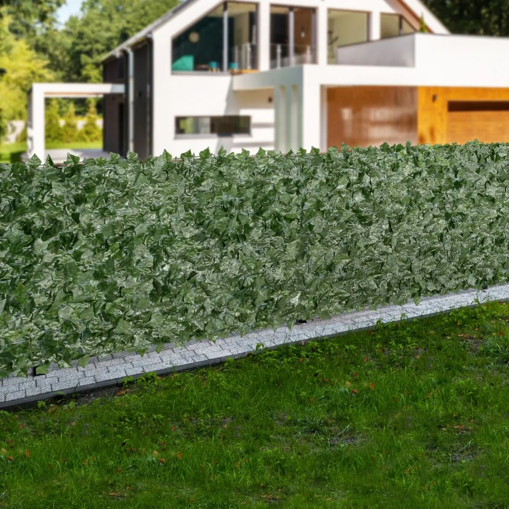 VEVOR privacyhek 99x249cm kunstgroen privacy klimopschutting met gaasachterwand en verstevigde verbinding kunsthagen met wijnbla