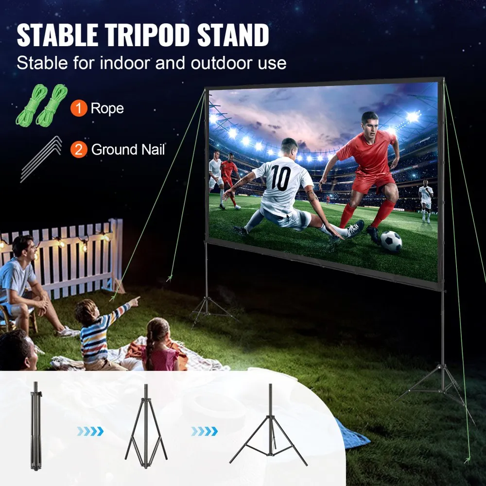 VEVOR Projectieprojectiescherm met standaard 120 inch HD 4K Outdoor Indoor Projectiescherm Snel opvouwbaar Draagbaar filmscherm 