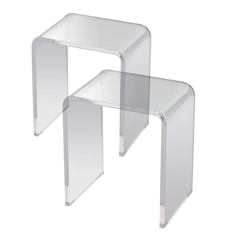 VEVOR SET VAN 2 BIJZETTAFELS 415 X 305 X 460 MM, UVORMIGE ACRYLTAFEL BIJZETTAFEL, TRANSPARANTE SALONTAFEL VOOR DRANKJES, ETEN, 