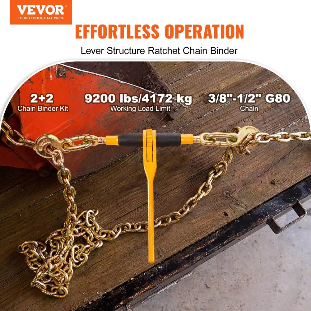 VEVOR SET VAN 2 KETTINGLASTBINDERS, KETTINGBINDER, RATELLASTSPANNER, 5977CM, 4172 KG