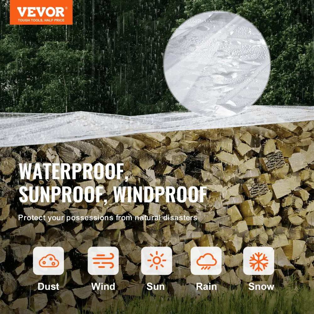 VEVOR TRANSPARANTE ZEILDOEK MET OOGJES 3X4M STOFFEN ZEILDOEK PVC ZEILDOEK BESCHERMZEIL 100% WATERDICHT UVBESTENDIG SCHEURVAST H
