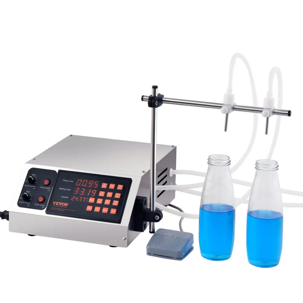 VEVOR vulmachine dubbel mondstuk met onafhankelijke vulkanalen vloeistofvulmachine 3,7 L/min flessenvulmachine 34 x 26 x 14 cm p