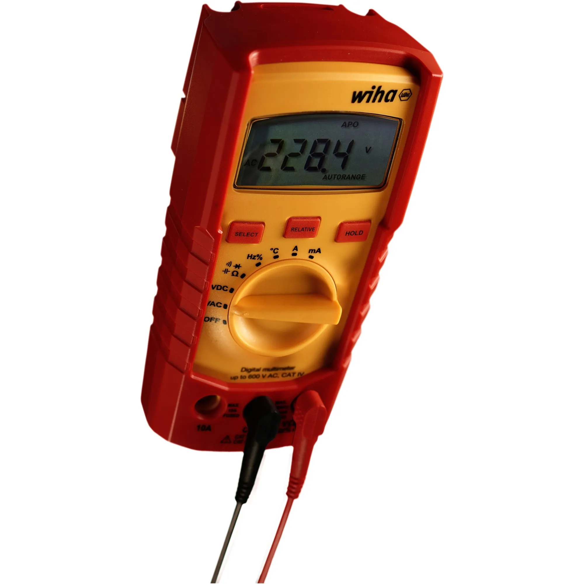 Wiha Digitale multimeter tot 600 V AC, CAT IV meetapparaat (Rood/geel)