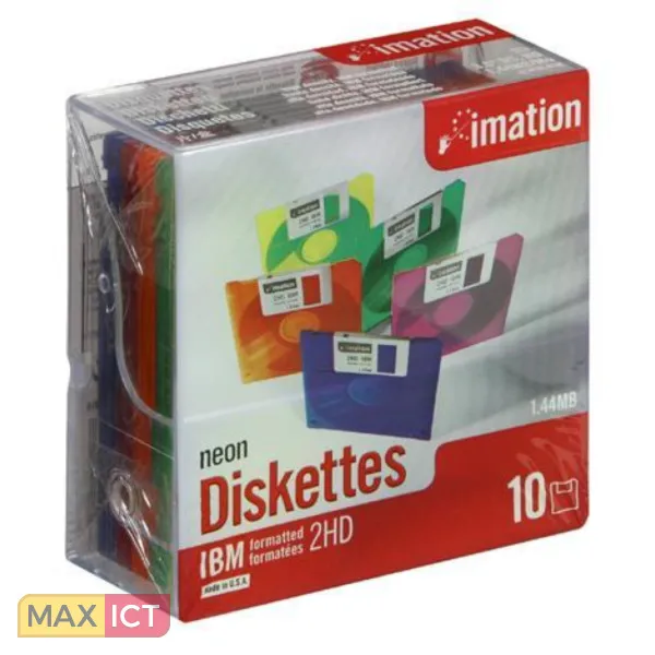 WIHA IMATION 3.5" DSHD IBM PC FMTD NEON DISKETTES 10PK 1,44 MB